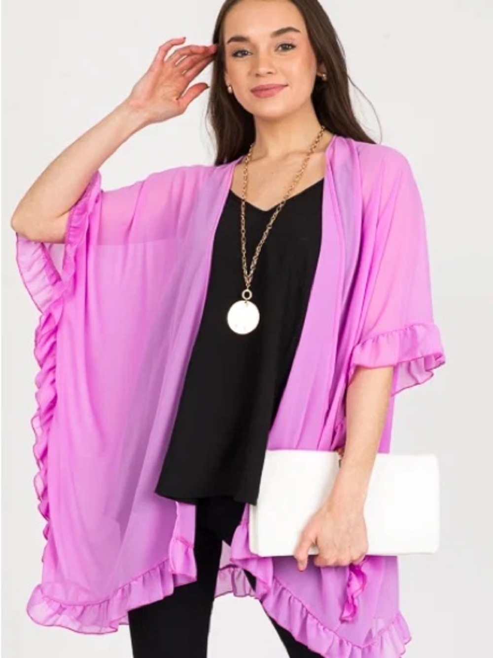Lightweight Ruffle Kimono Cover-Up